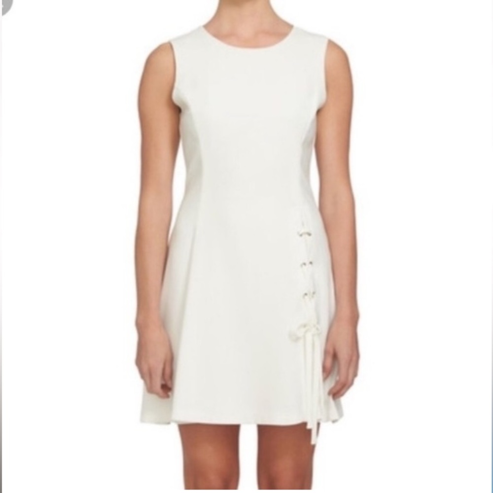 NWT 1.State white sleeveless mini lace up details in skirt  ,dress size 12